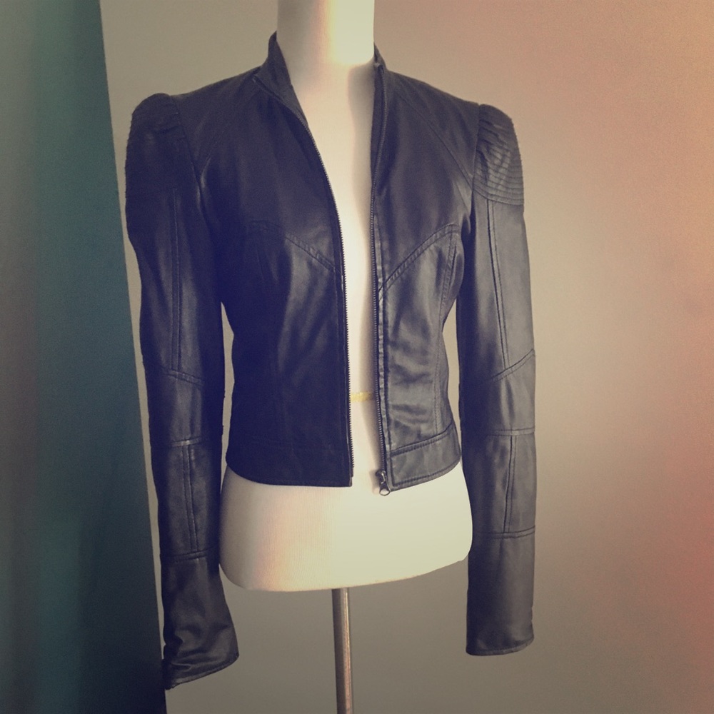 NWOT Bebe black leather biker jacket XS